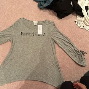 Grey long sleeve with tie detail